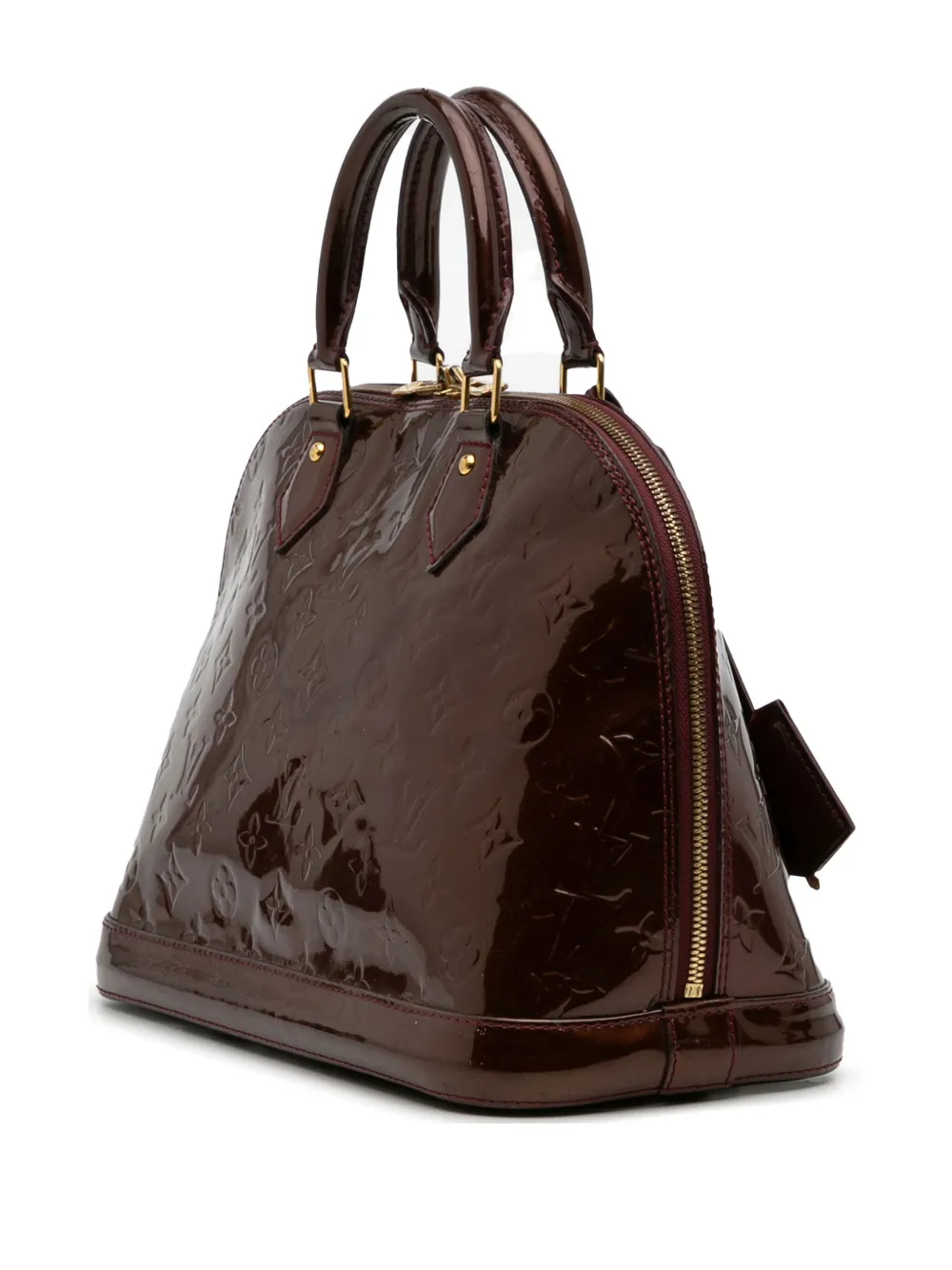 Pre-owned Louis Vuitton 2012 Monogram Vernis Alma Pm Handbag In Red