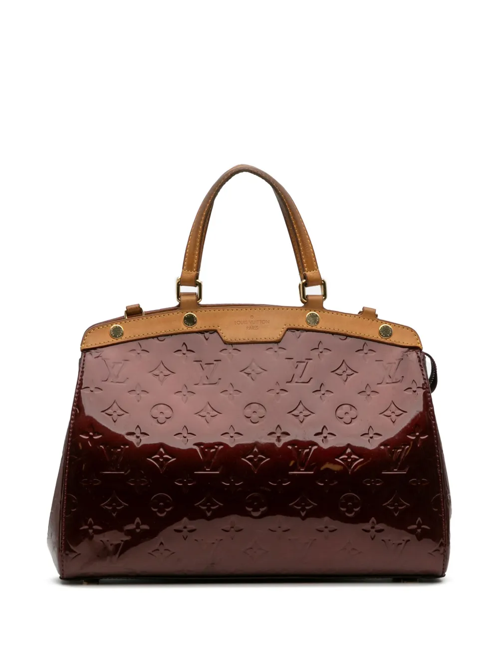 Pre-owned Louis Vuitton 2012 Monogram Vernis Brea Mm Satchel In Red