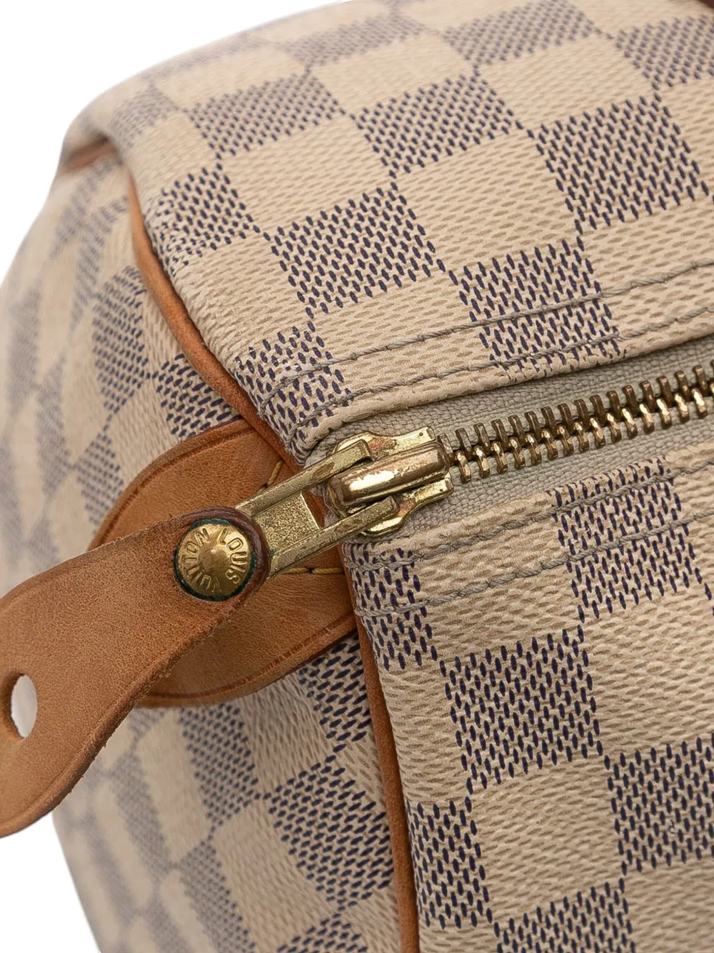 Pre-owned Louis Vuitton 2011 Damier Azur Speedy 30 Boston Bag In White