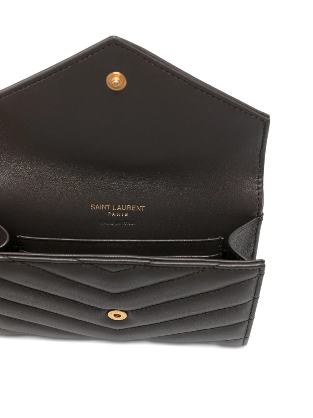 Saint Laurent Portemonnee met logoplakkaat Bruin