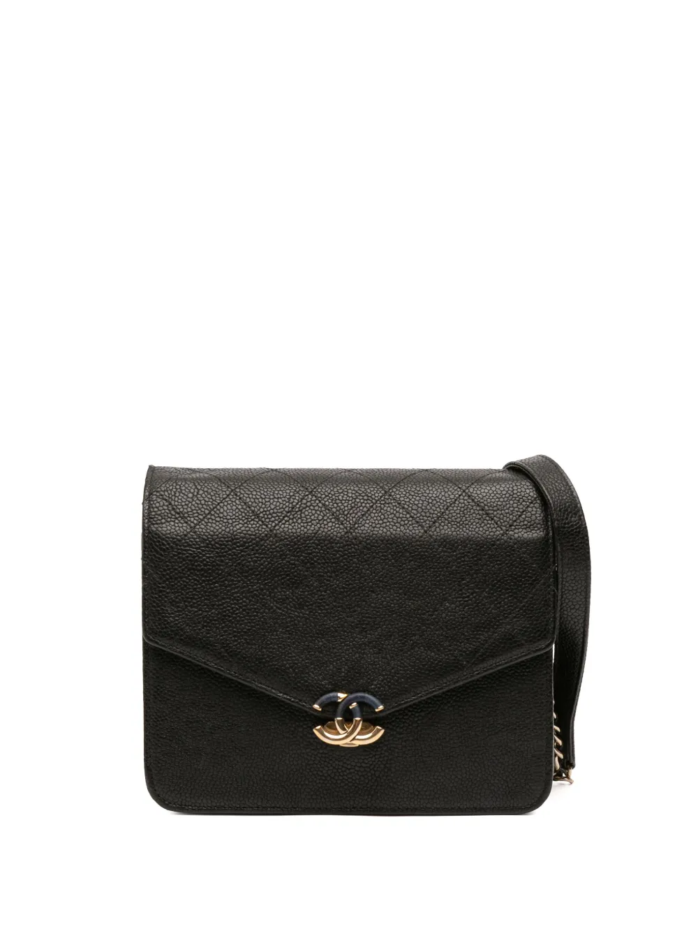 Pre-owned Chanel 2018 Paris-cuba Square Quilted Caviar Thread Around Wallet On Chain Crossbody Bag In Black
