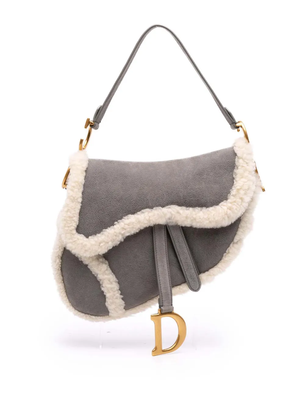 Christian Dior Pre-Owned 2020 Shearling Suede Saddle Bag shoulder bag | Grey | Image 1