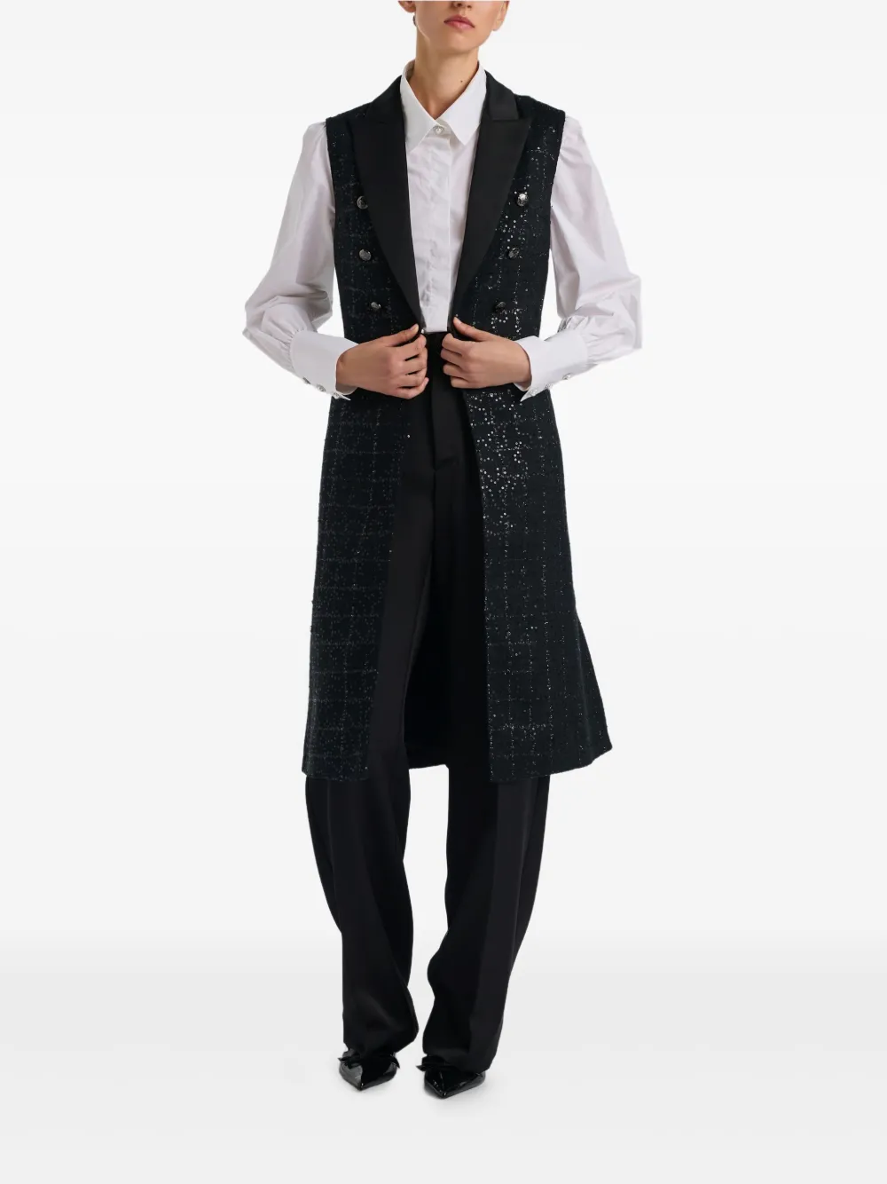 WEILL PARIS tweed sleeveless dinner gilet | Single Breasted Coats | Image 2