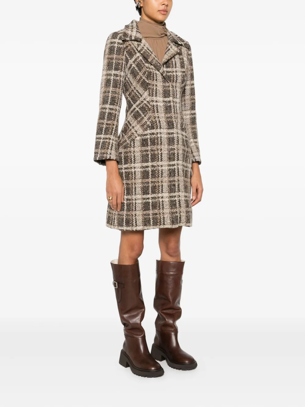 A.N.G.E.L.O. Vintage Cult 1970s Checked Coat | Brown | FARFETCH UZ