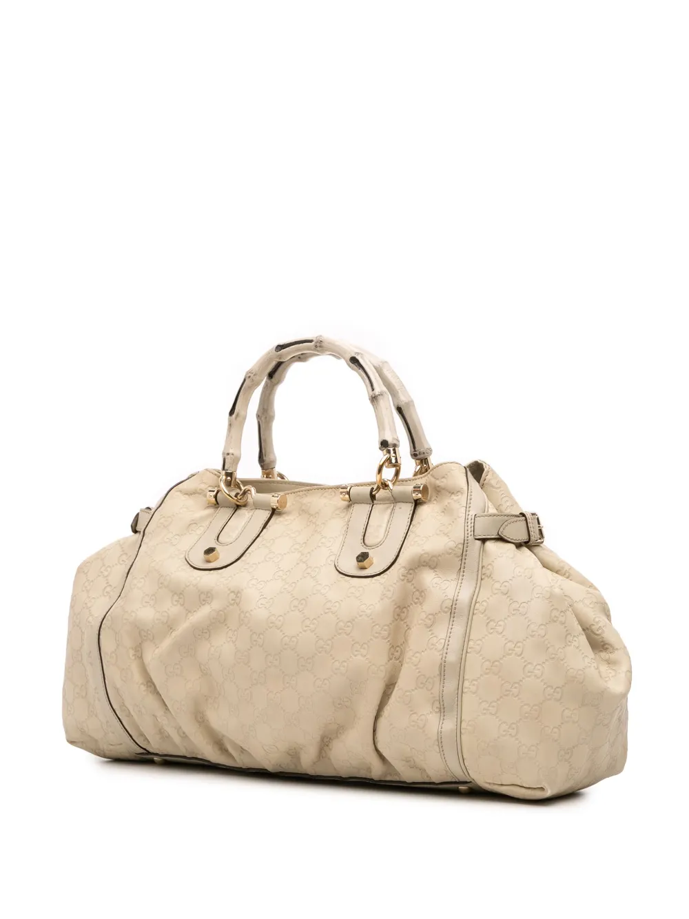 Pre-owned Gucci 2016-2025 Ssima Bamboo Dialux Tote Bag In Brown