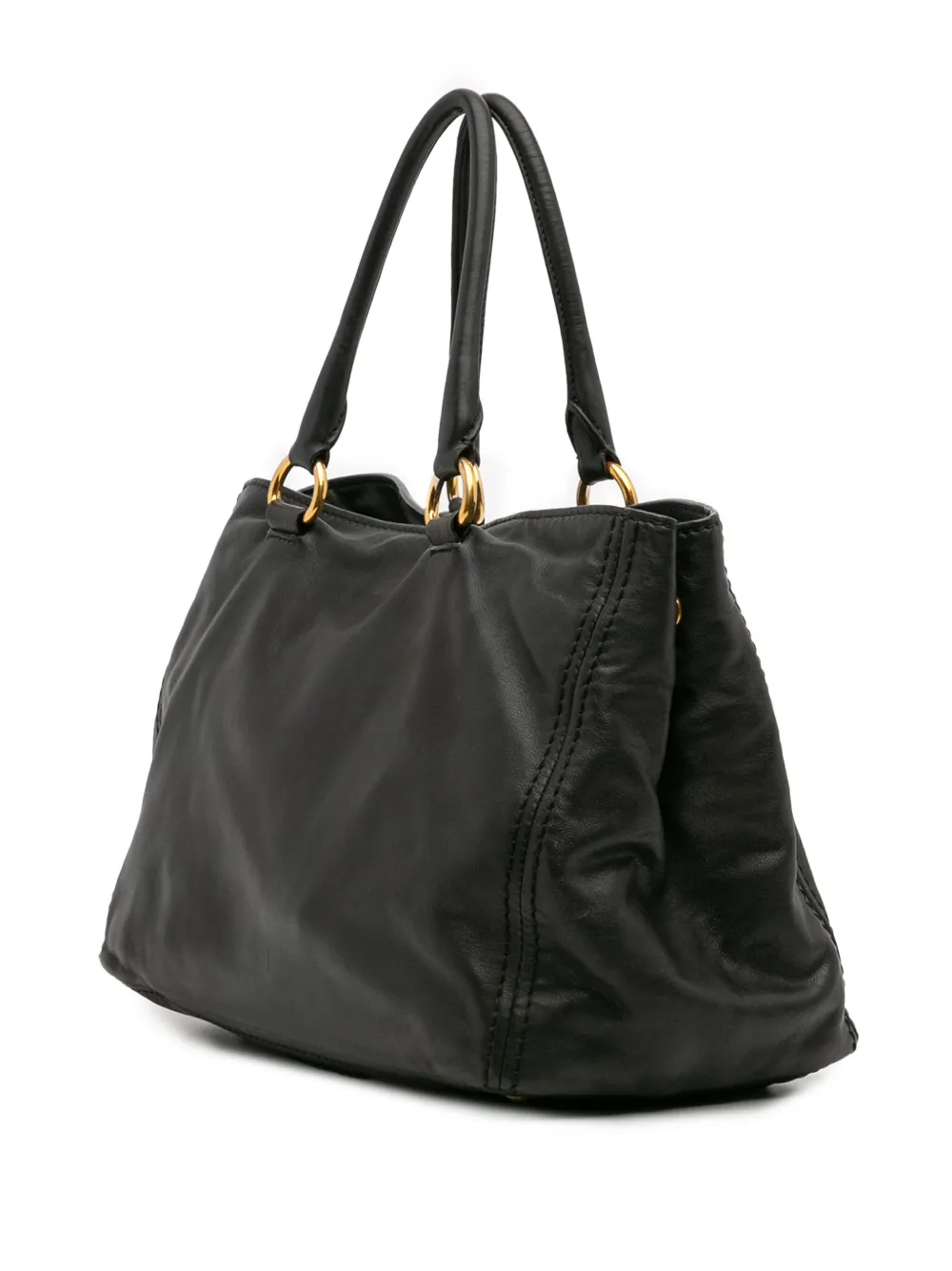 Pre-owned Prada 2000-2025 Soft Calf Satchel In Black