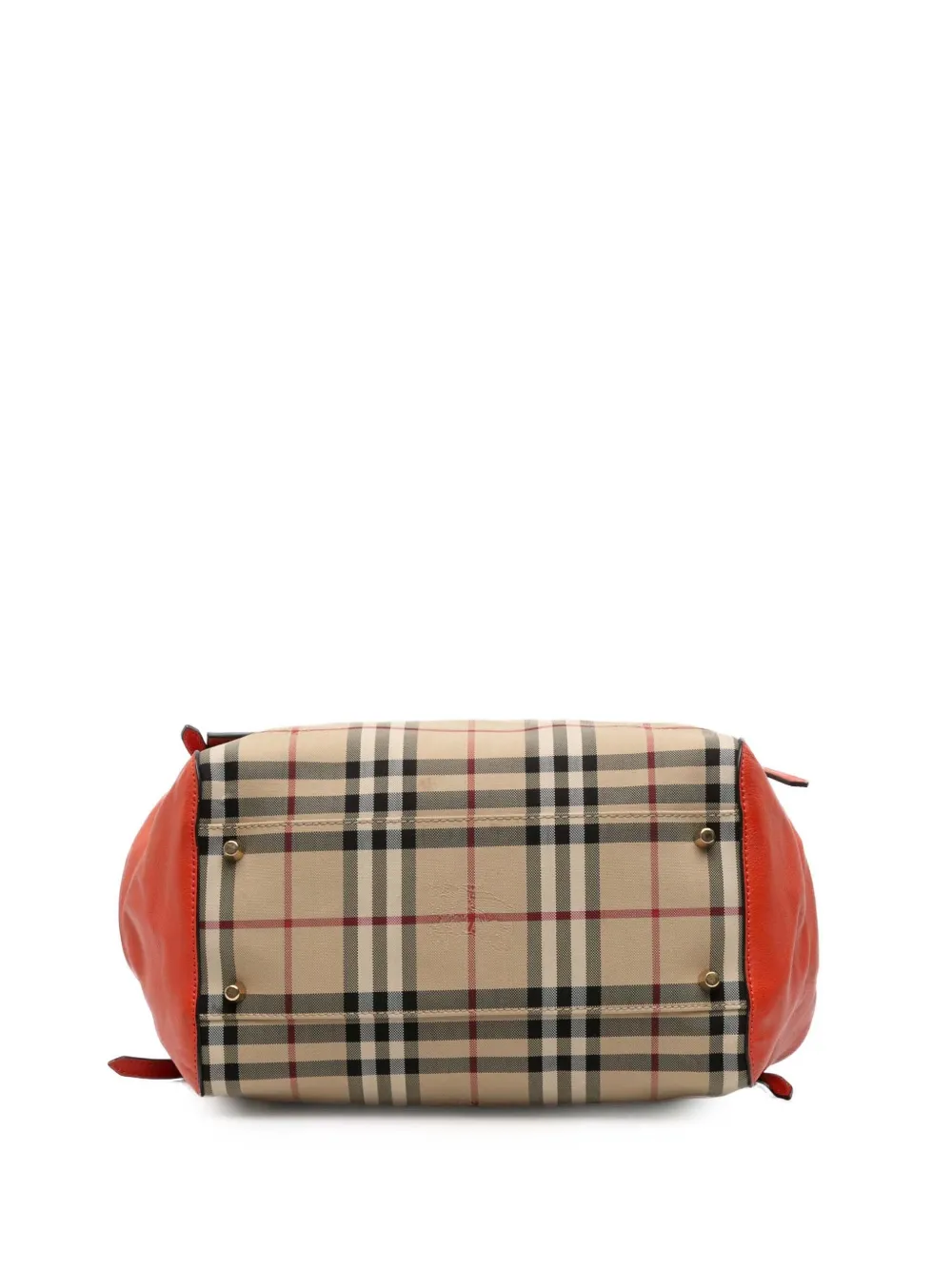 Pre-owned Burberry 2021-2025 Small Haymarket Check Canvas And Leather Canterbury Tote Bag In Brown