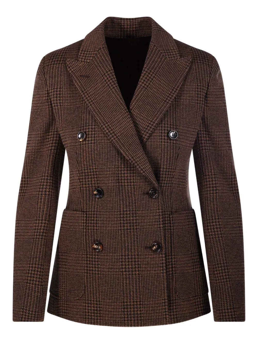 Max Mara Check Double-breasted Blazer In Brown
