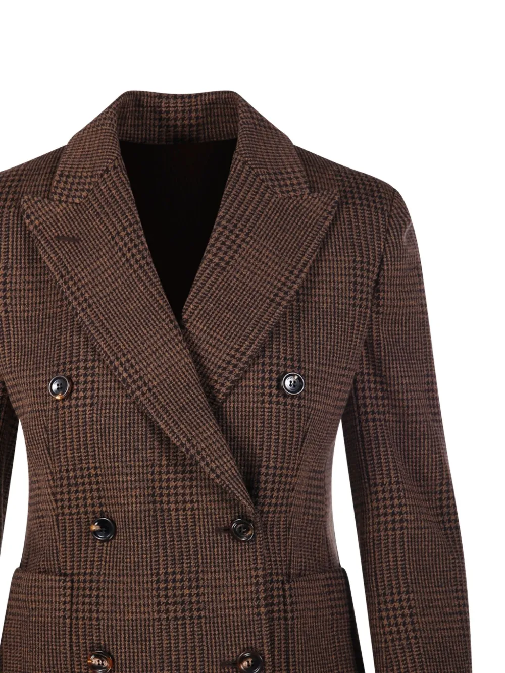 Max Mara Check Double-breasted Blazer In Brown