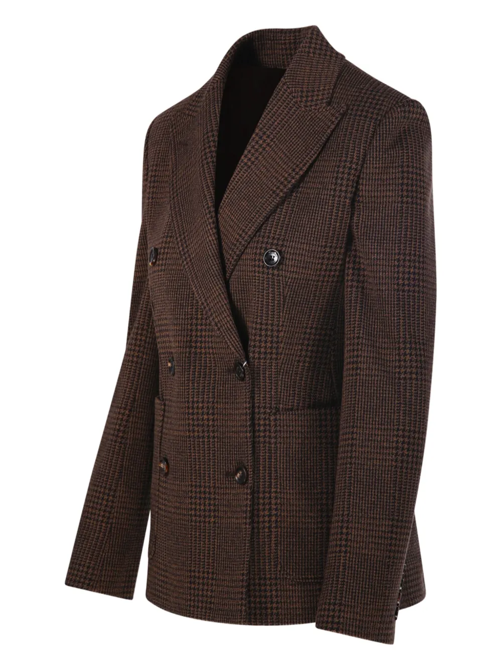 Max Mara Check Double-breasted Blazer In Brown