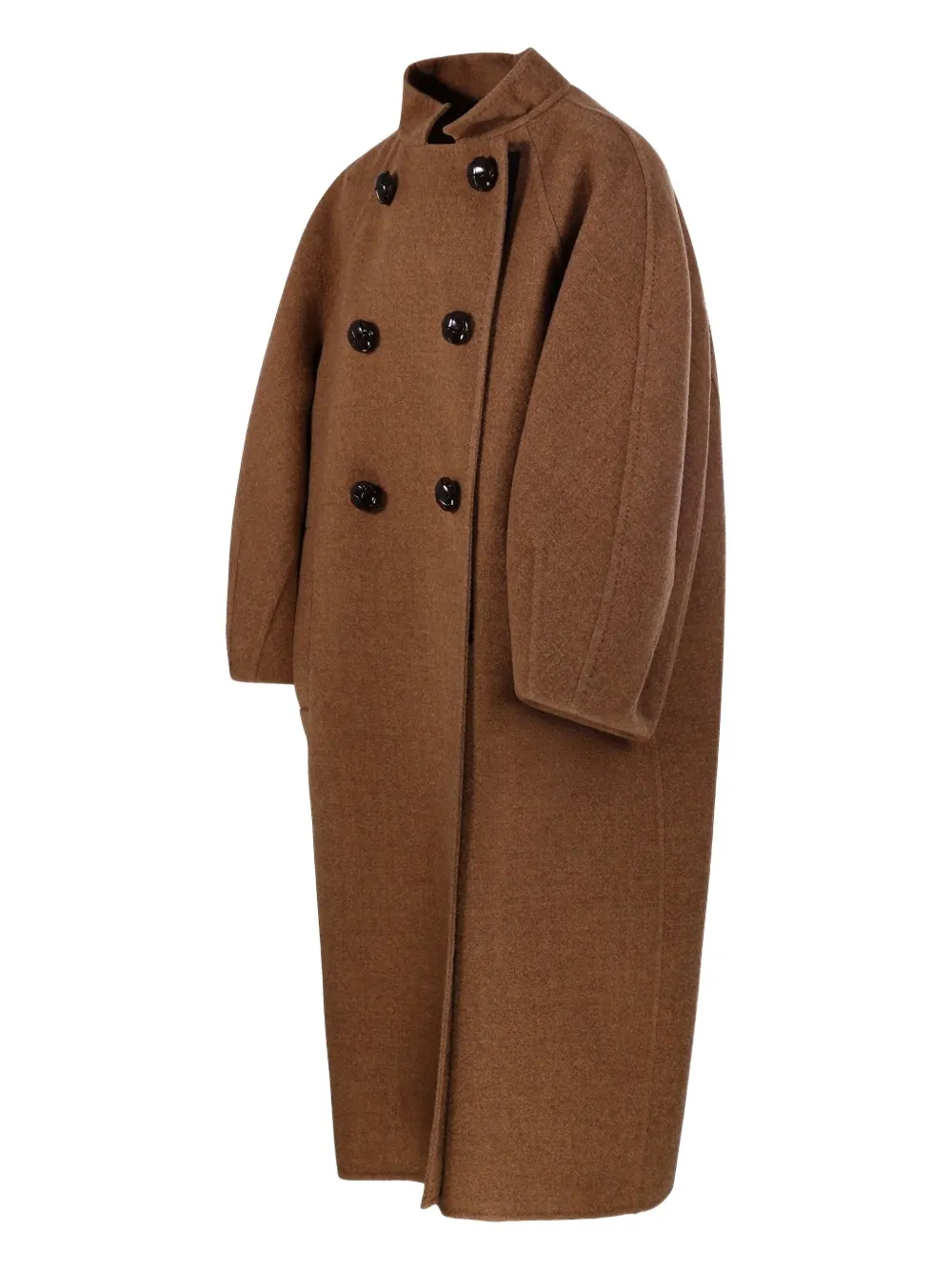 Max Mara Buttoned Coat In Brown