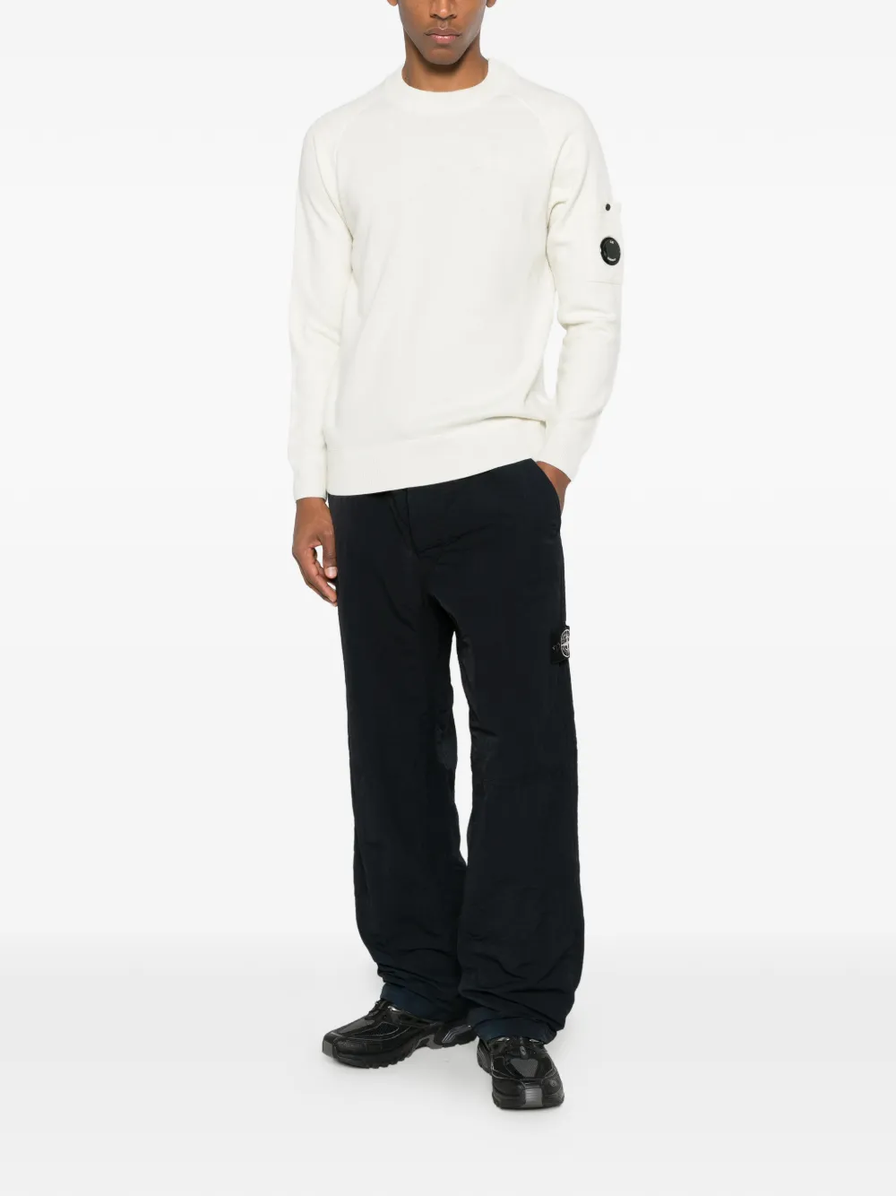 C.P. Company arm lens crew neck sweater - Wit