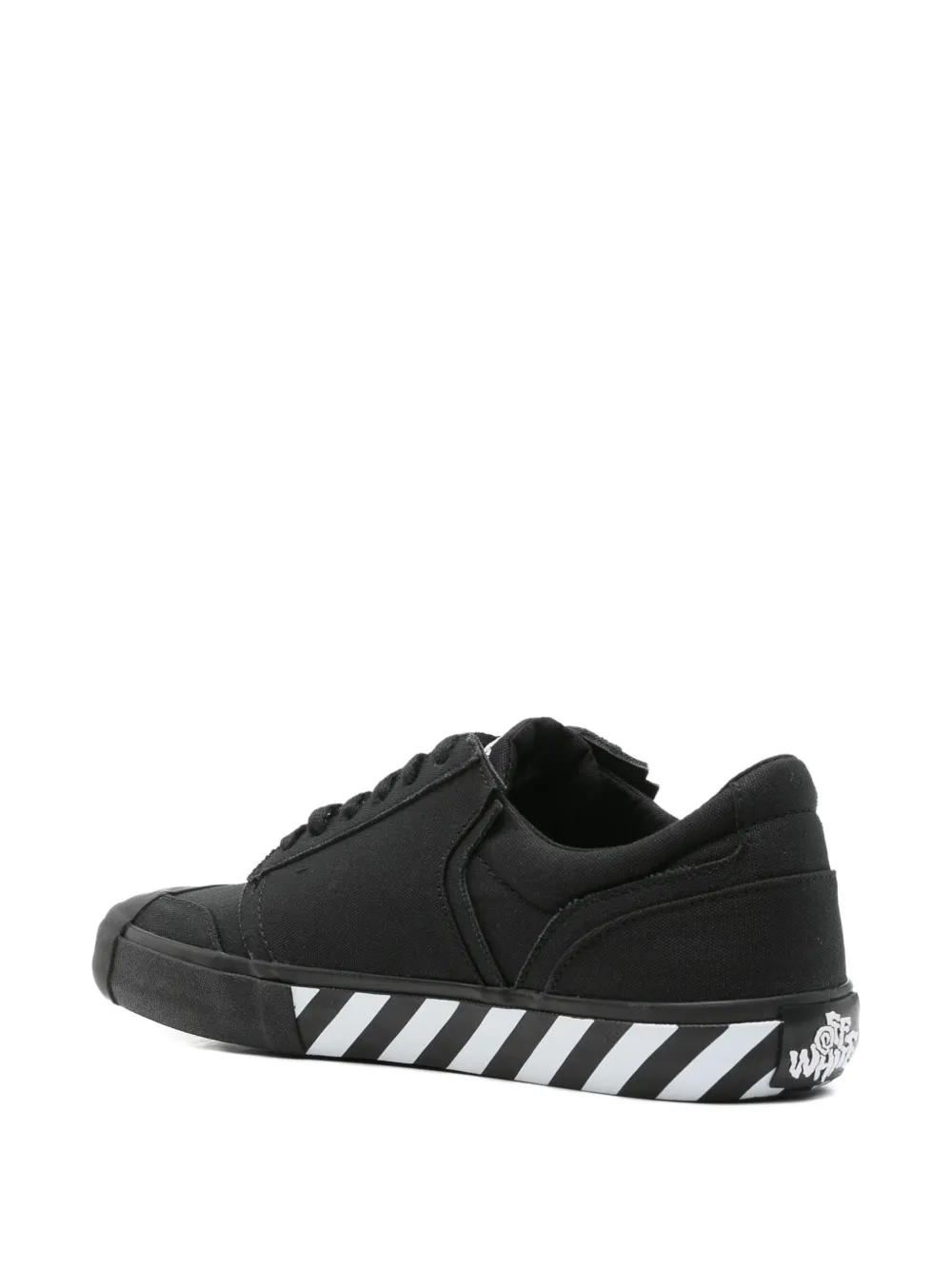 Off-white Low-top Canvas Sneakers Featuring Contrast Stripe In Black