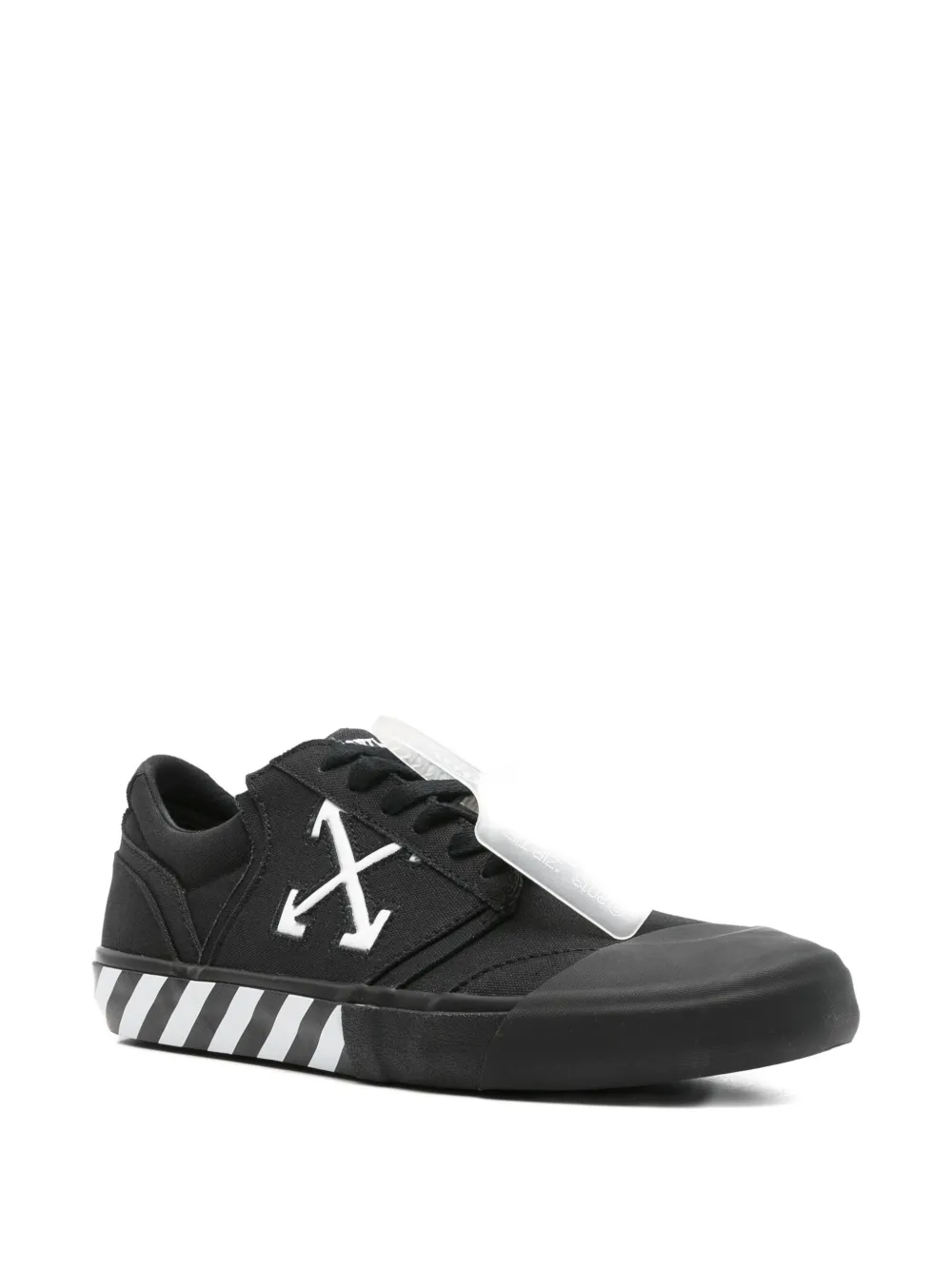 Off-white Low-top Canvas Sneakers Featuring Contrast Stripe In Black
