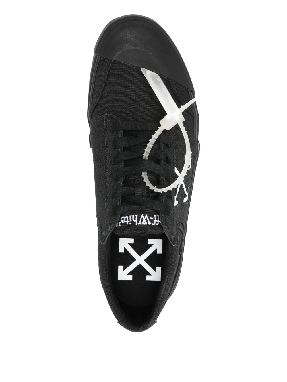 Off-white Low-top Canvas Sneakers Featuring Contrast Stripe In Black
