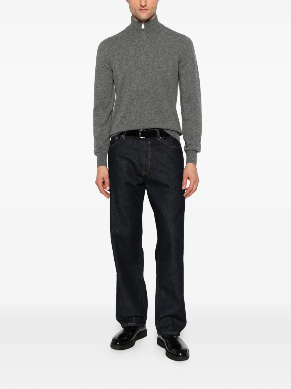 GIUUNO zip neck knitwear - Grijs
