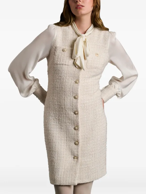 WEILL PARIS Vestido Corto Con Lazo En El Cuello Blanco FARFETCH ES