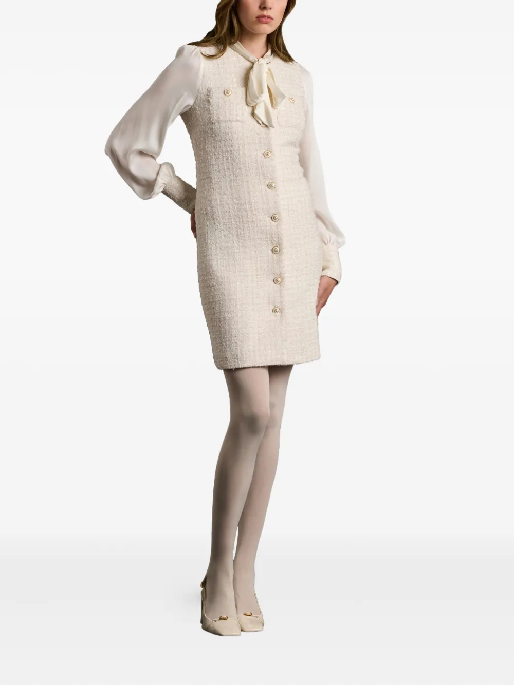 WEILL PARIS mini tweed pussy bow dress | Day Dresses | Image 2