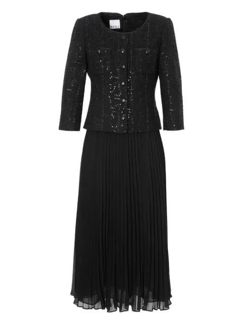 WEILL PARIS midi bi-material pleated dress
