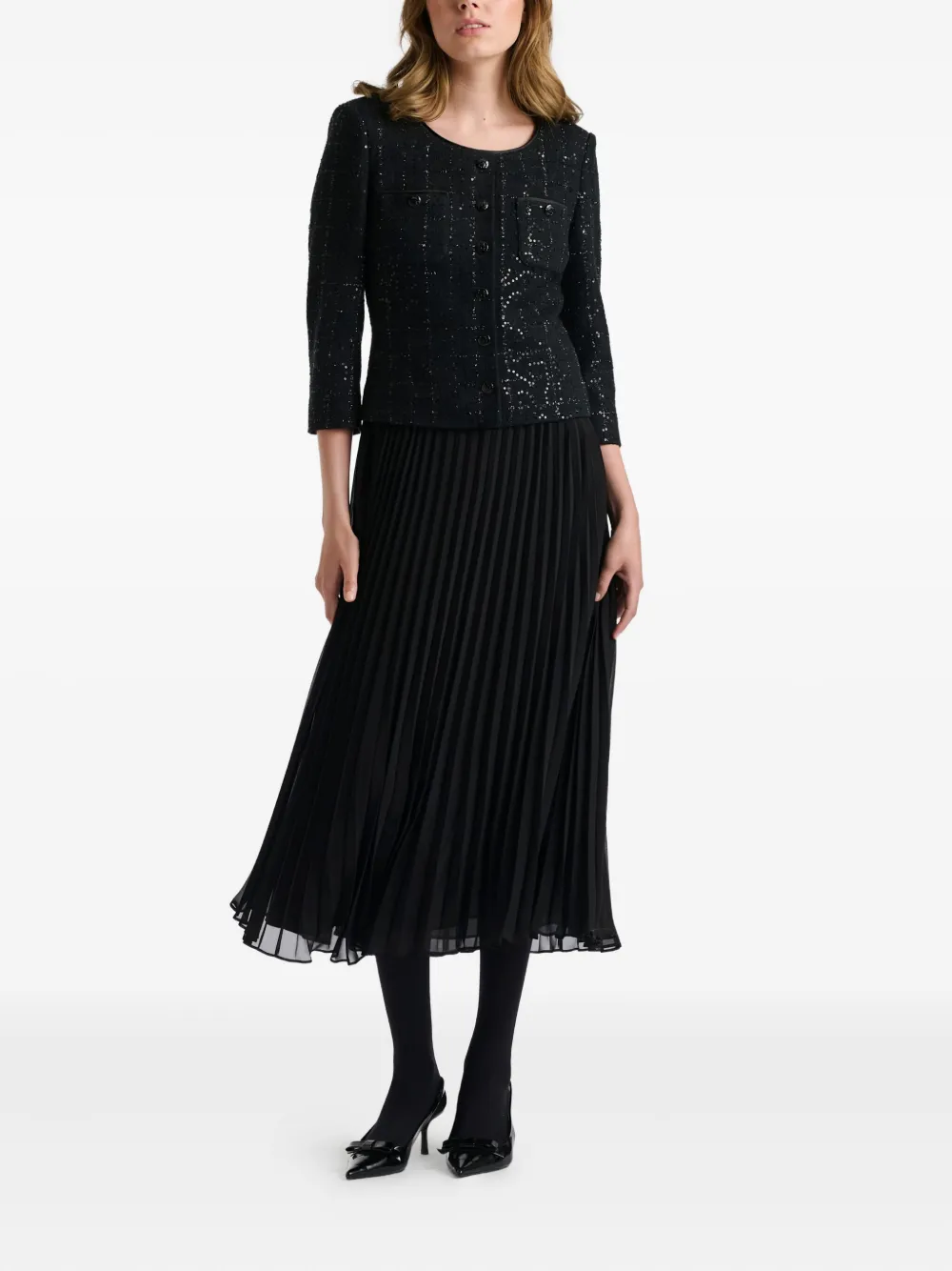WEILL PARIS midi bi-material pleated dress | Day Dresses | Image 2