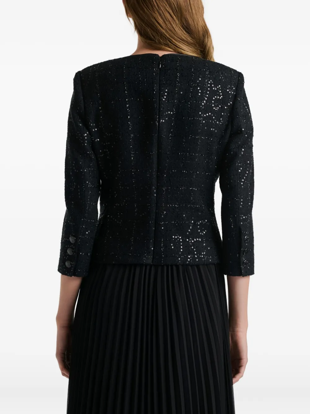 Weill Paris Midi Bi-material Pleated Dress In Black