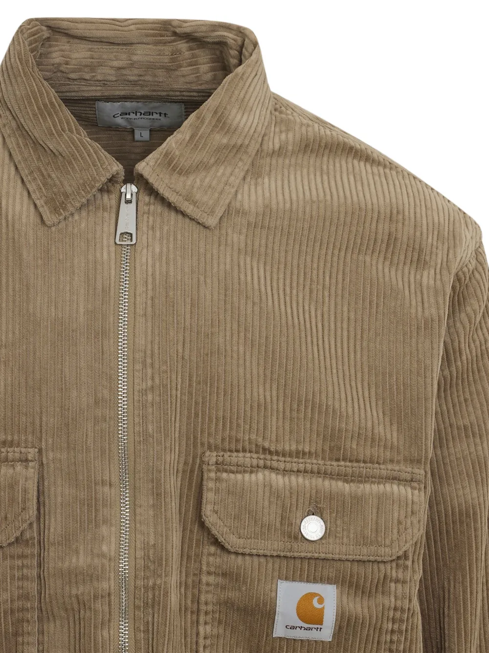 Carhartt WIP Reynold ribfluwelen shirtjack met rits Beige