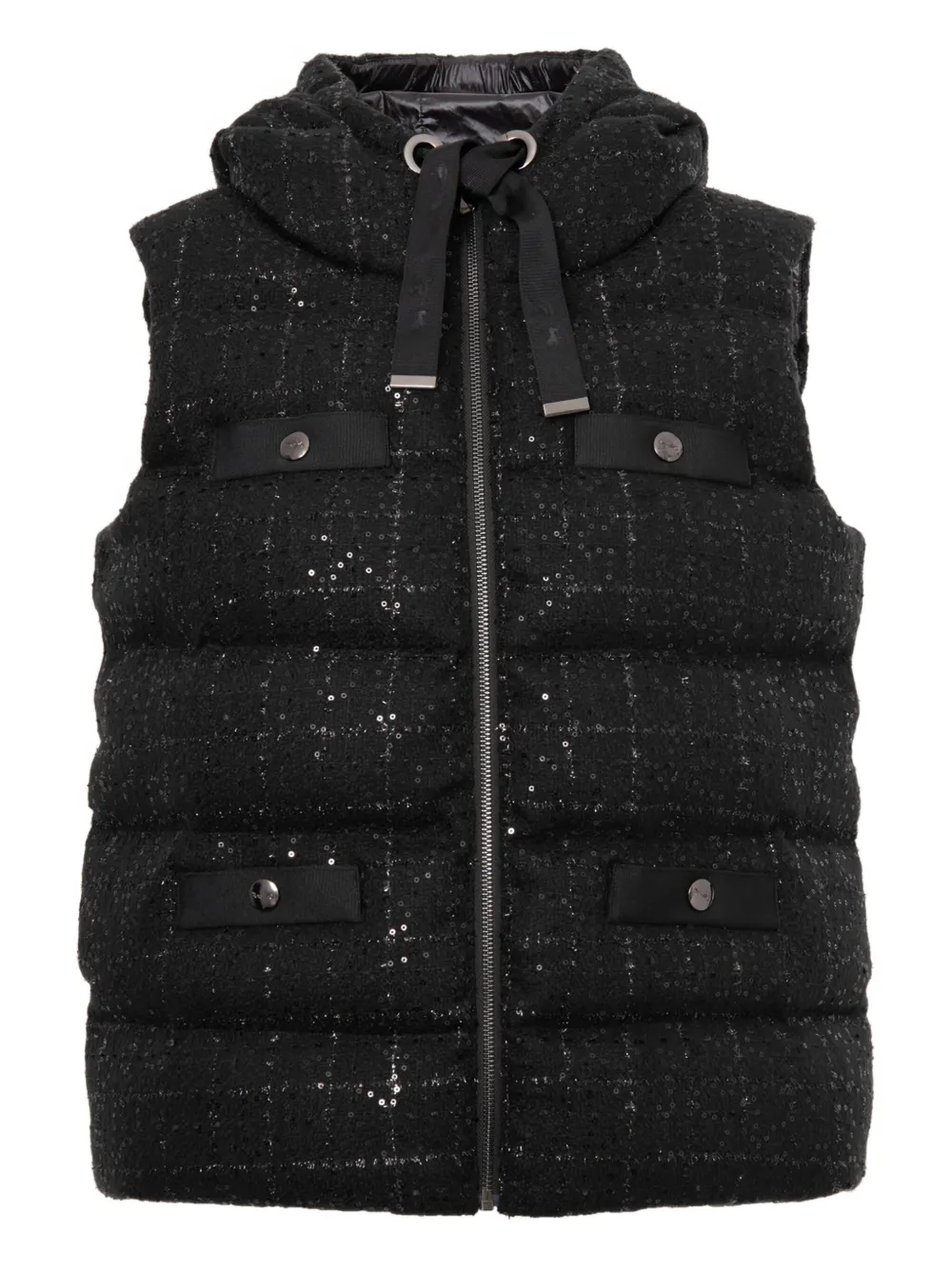 WEILL PARIS sleeveless tweed down gilet | Black | Image 1