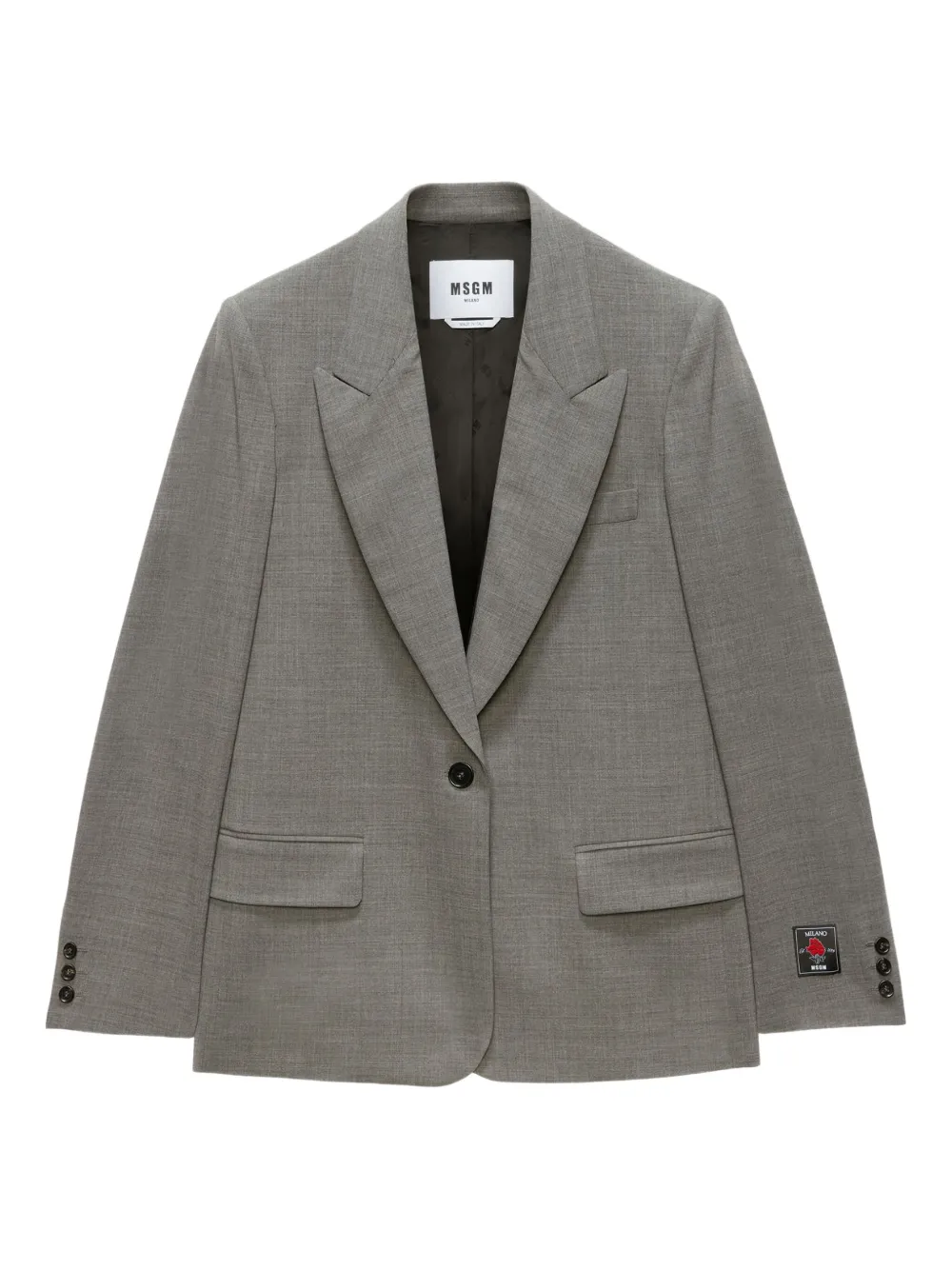 Msgm Single-breasted Blazer In Gray