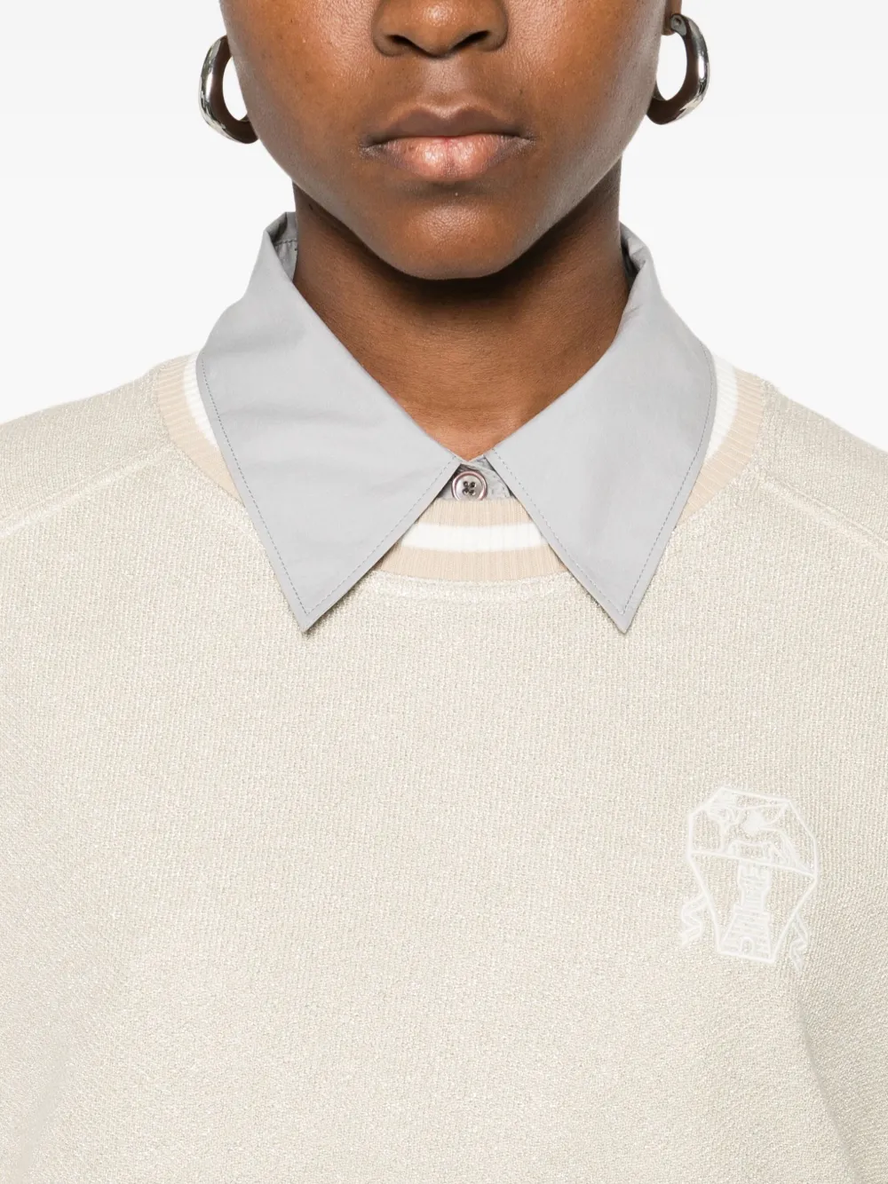 Brunello Cucinelli Trui met geborduurd logo Beige