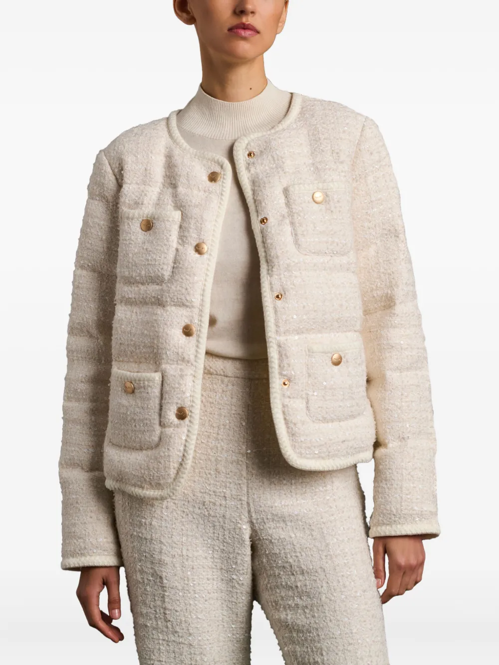 Weill Paris Down Tweed Jacket In Neutral