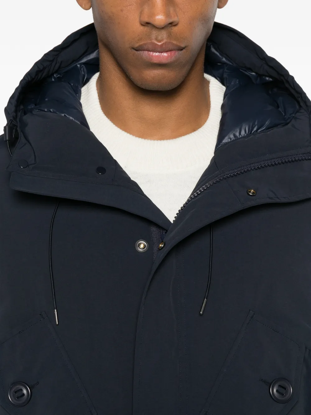 C.p. Company Hooded Pocket Coat In Blue