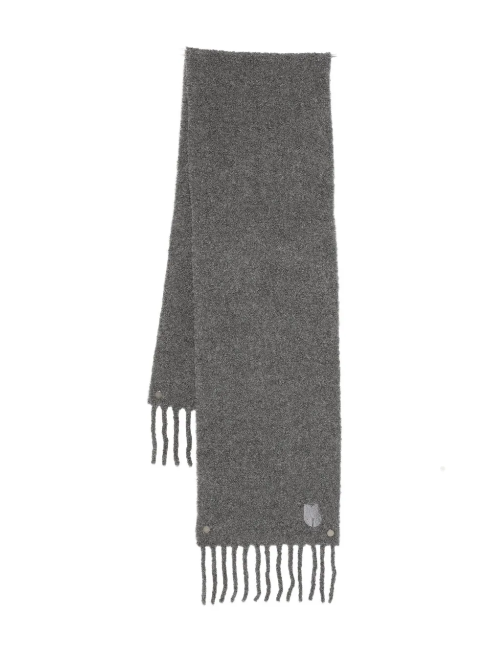 Ba&sh Fringed Embroidered-logo Scarf In Gray