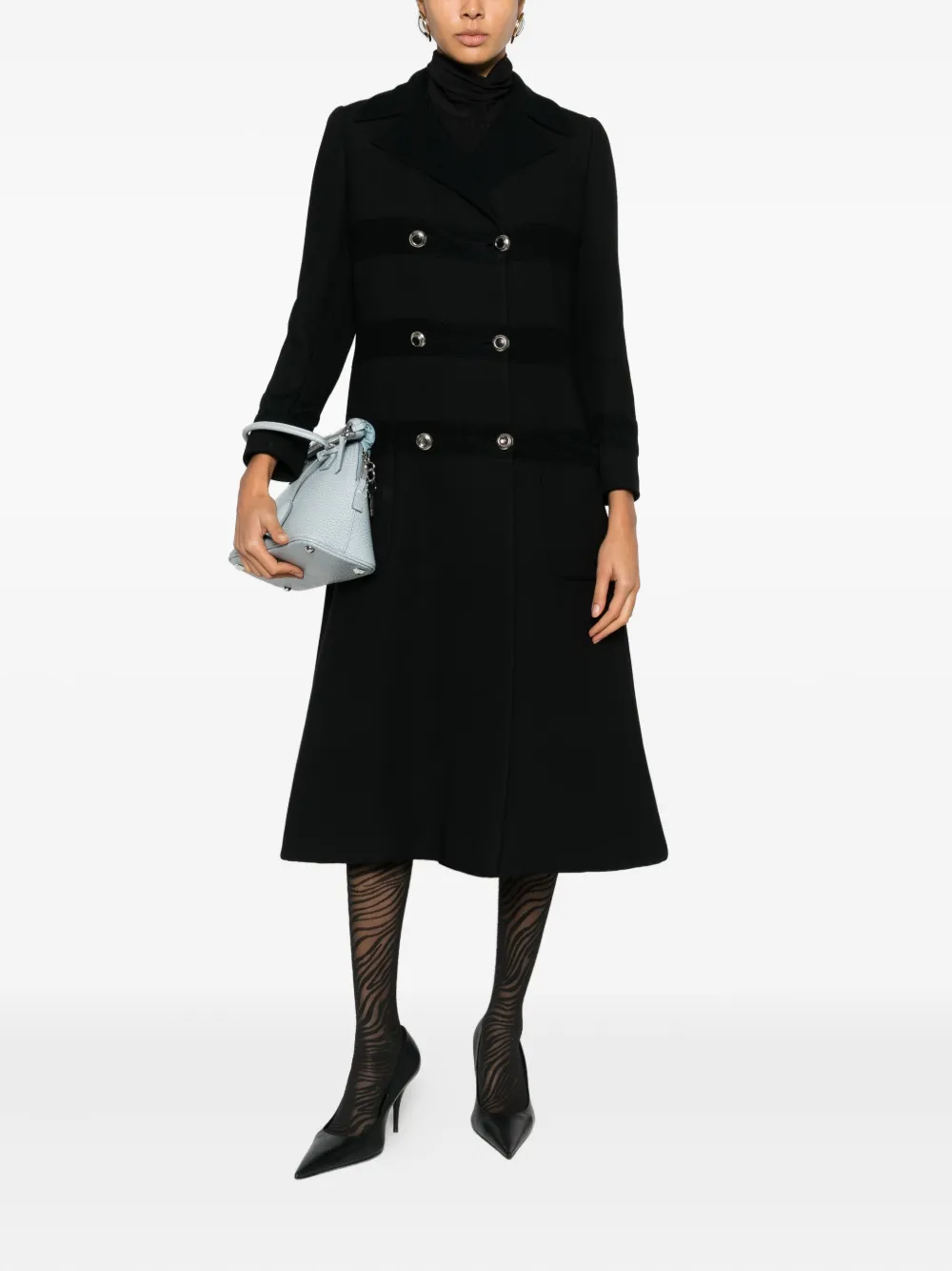 A.N.G.E.L.O. Vintage Cult 60's jas met dubbele rij knopen - Zwart