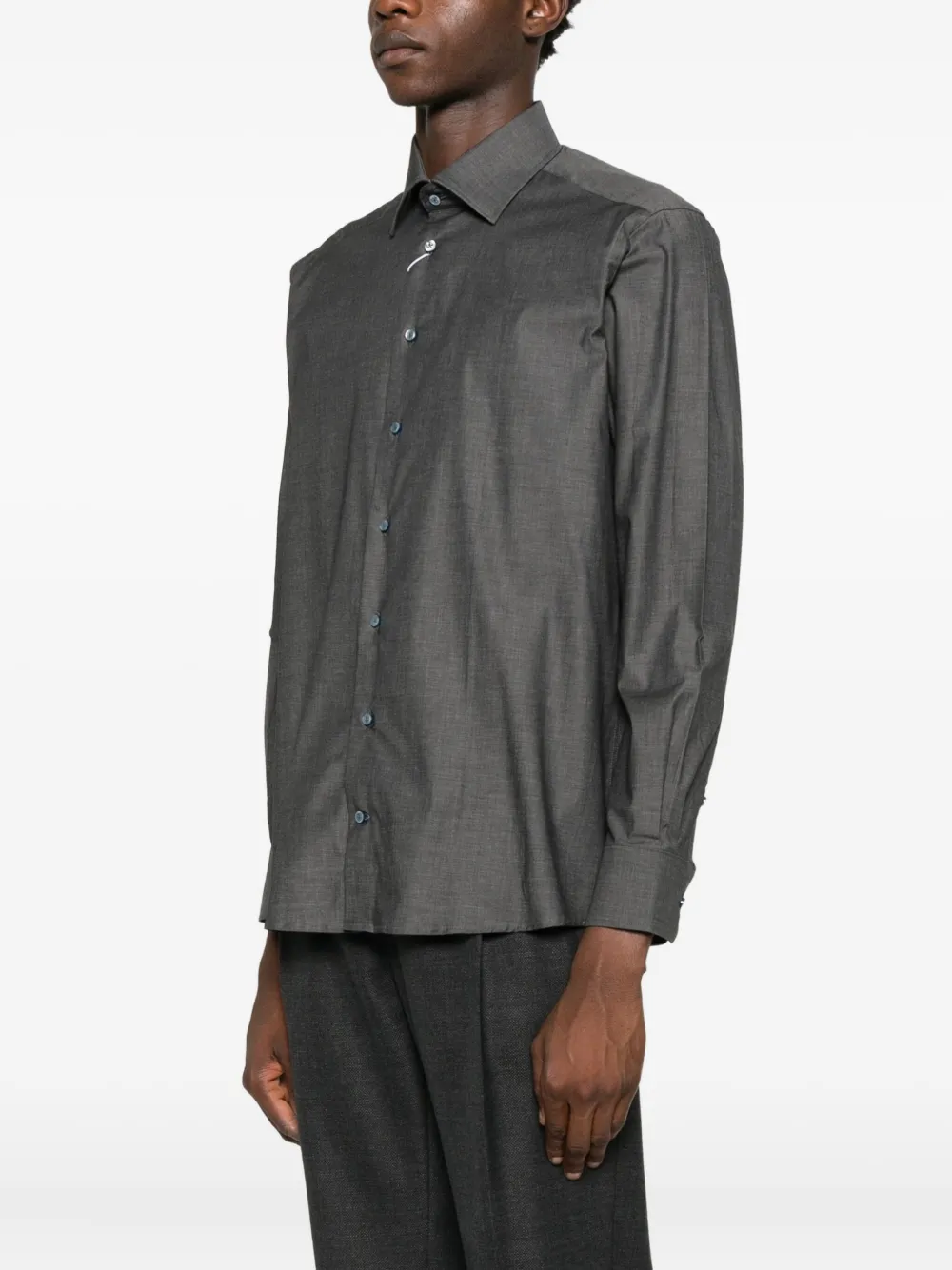 Sand Mélange-effect Shirt In Gray