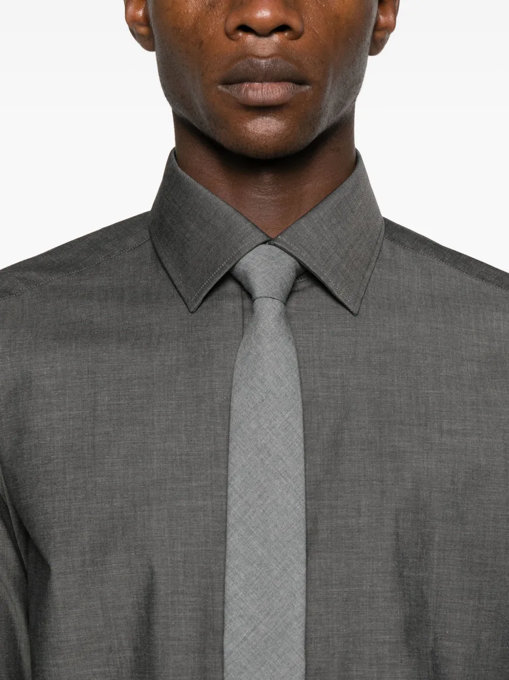 Sand Mélange-effect Shirt In Gray