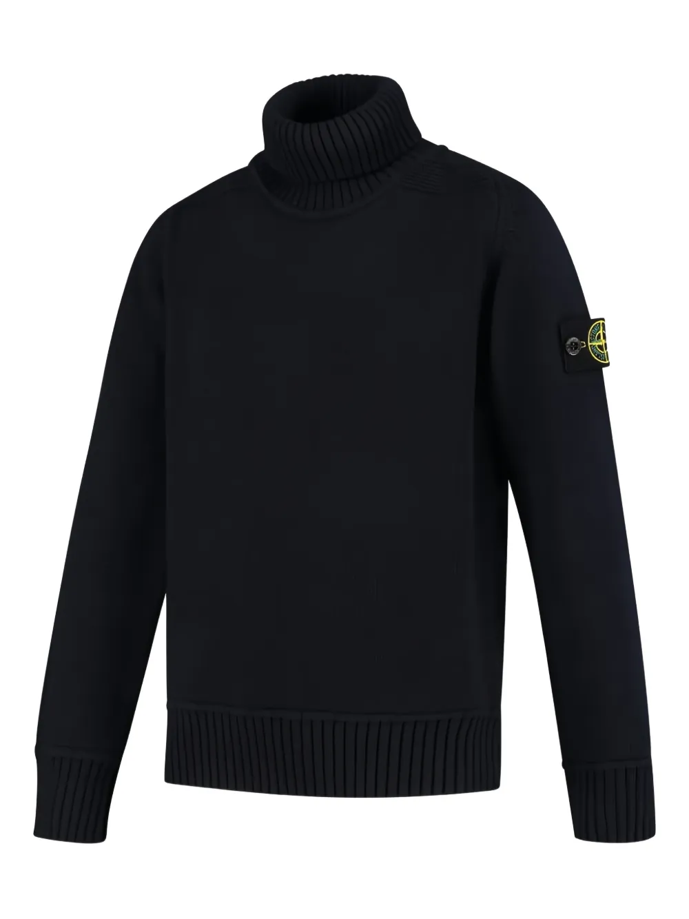 Stone Island Roll-neck Patch Sweater In Black