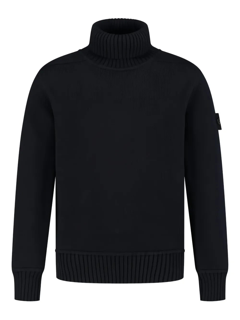 Stone Island Roll-neck Patch Sweater In Black