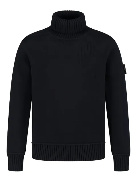 Stone Island Junior suéter con parche y cuello vuelto