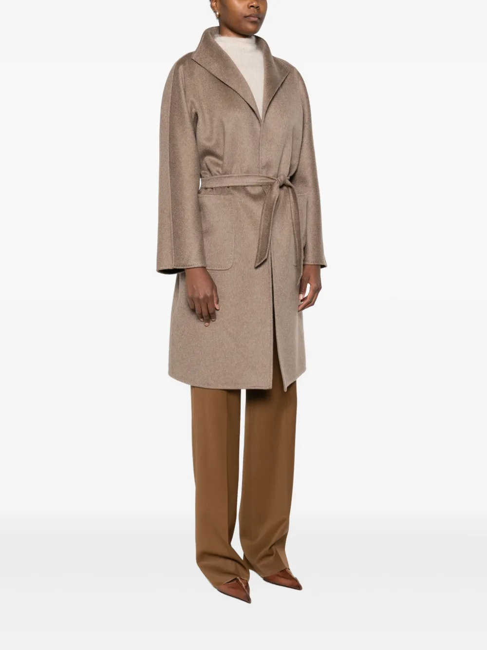 Max Mara Mantel met ceintuur Bruin