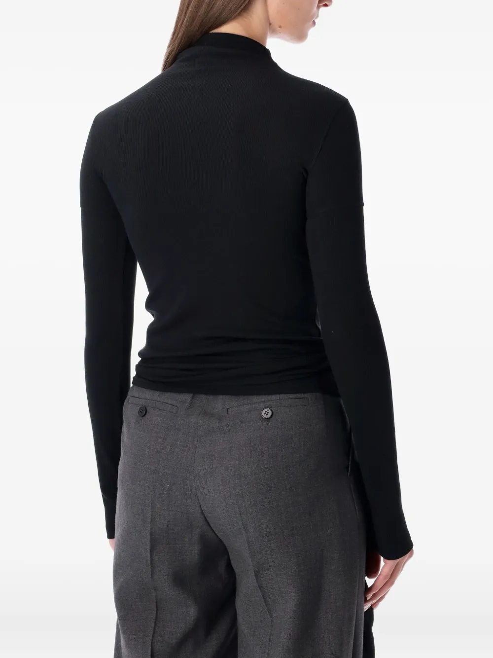 Low Classic wrap-detail polo shirt - Zwart