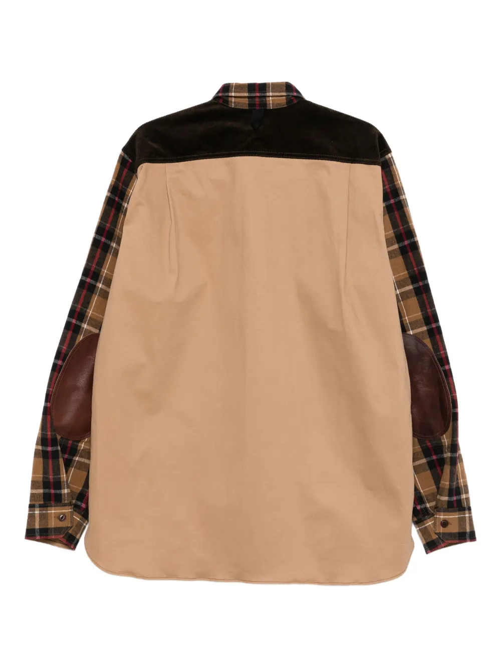 Junya Watanabe MAN corduroy-panelled checked shirt - Bruin