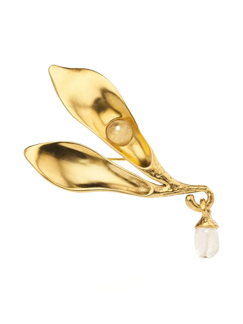 Goossens Feuillage Brosche mit Tropfen - Gold