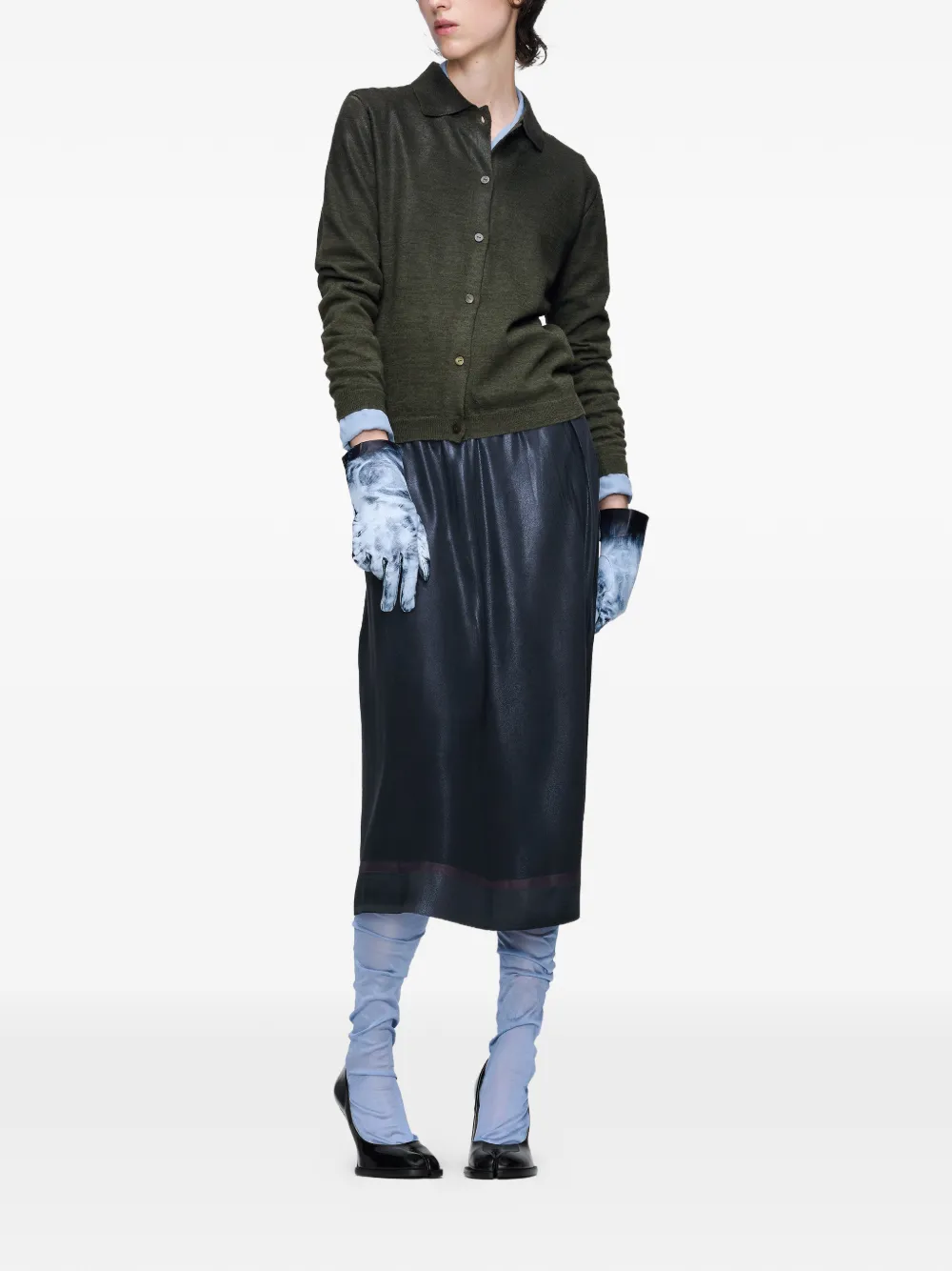  Maison Margiela Textured Midi Skirt - Blue 