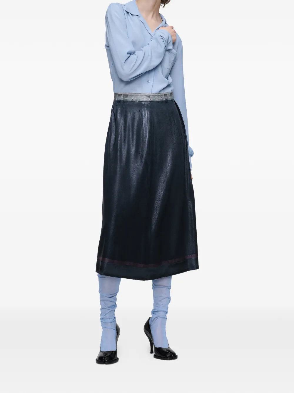 Maison Margiela textured midi skirt - Blauw