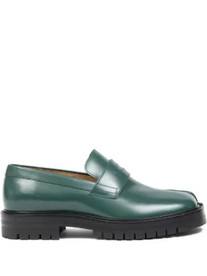 Maison Margiela Taby County Crackled Loafers | Black | FARFETCH
