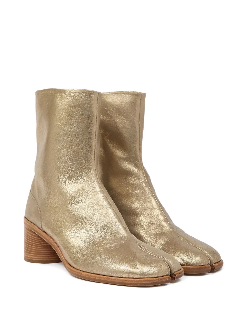 Maison Margiela 60mm Tabi Block-heel Ankle Boots In Gold