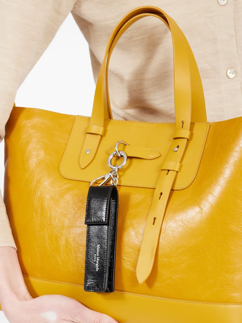 Maison Margiela Flap Vertical Bag Charm In Black