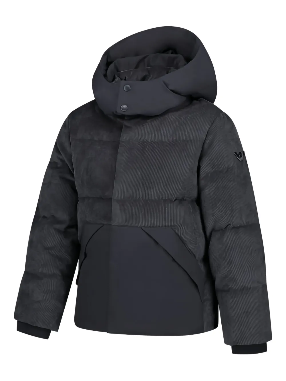 Emporio Armani Hooded Padded Coat In Black