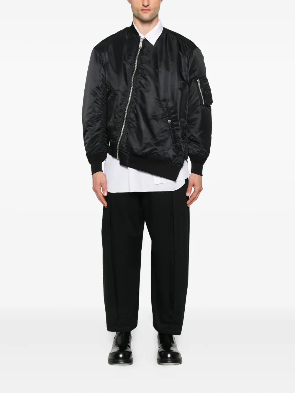Black Comme Des Garçons MA-1 asymmetric bomber jacket | Bomber Jackets | Image 2