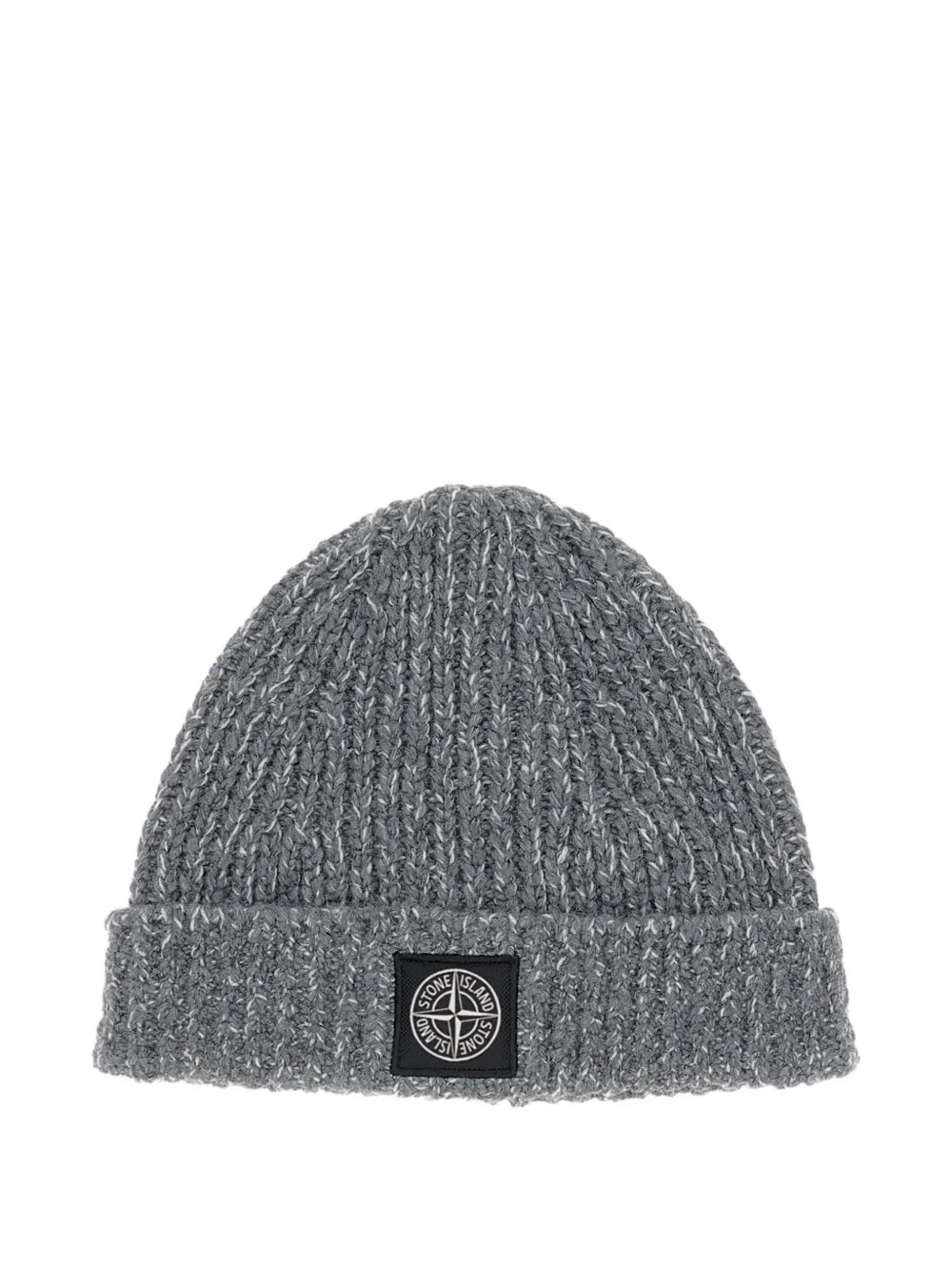 Stone Island ribbed patch beanie | Grey | Image 1